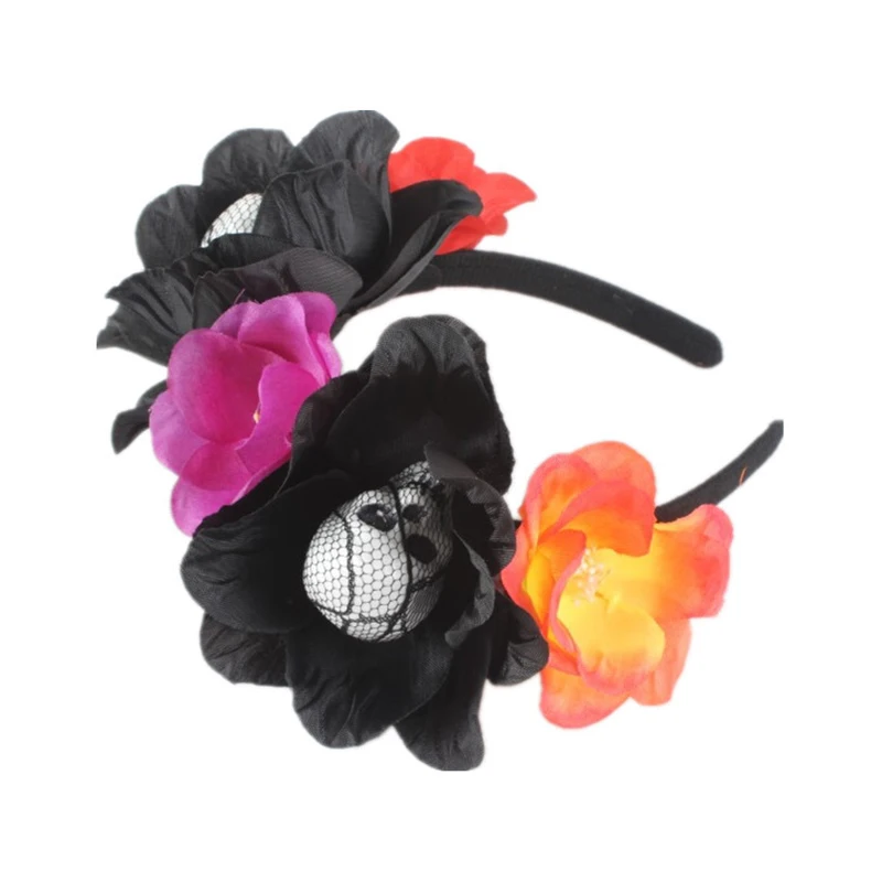 Кружевная повязка на голову с черепом в стиле Хэллоуин ободок для волос