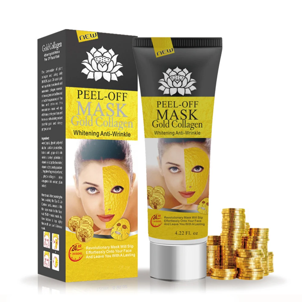 

24K Yellow Gold Collagen Facial Face Mask High Moisture Anti Aging Remove Wrinkle Care Mask Go Blackhead Acne Mask