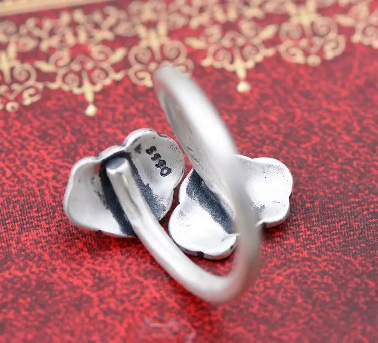 

Black Thai silver wholesale 990 fine silver ring women do old national wind flexibly opening lotus pure silver ring ring