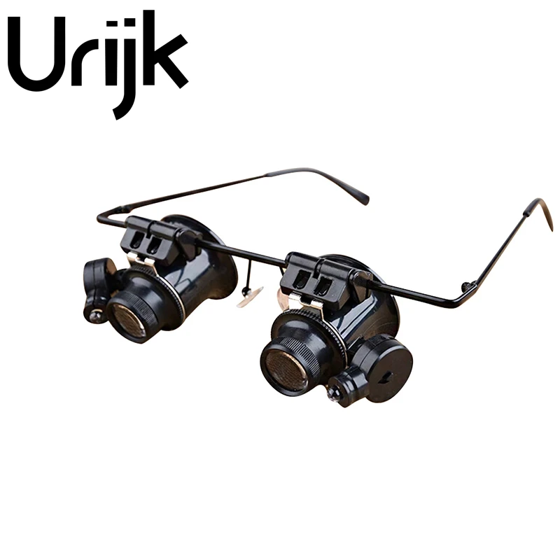 Портативный 20X держатель лупы очки с 2 светодиодными лампами для часов