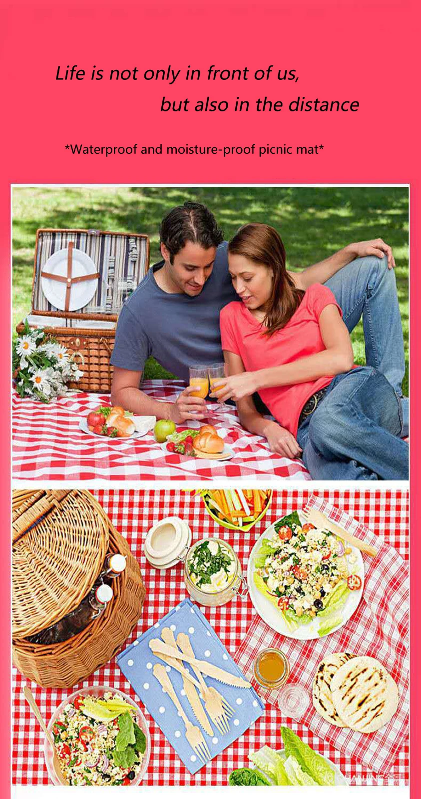 

Picnic Mat Plaid Print Oxford Cloth Waterproof Folding Storage with Handle Leisure Blanket For Outdoor Camping Hiking Accessory