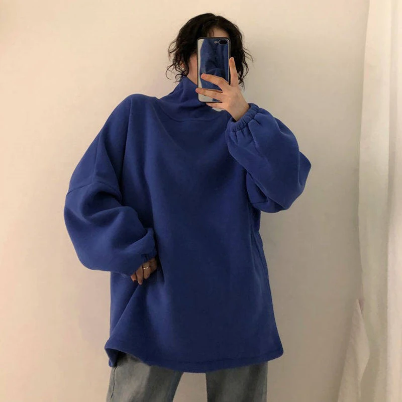 

Толстовки женские зимние трендовые в Корейском стиле повседневные Простые однотонные высококачественные пуловеры Harajuku Ulzzang женская одежд...