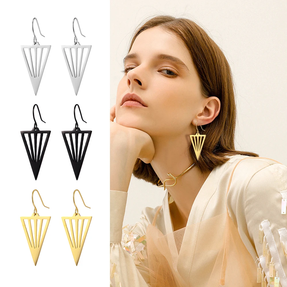 Серьги SKYRIM женские винтажные геометрические треугольные из нержавеющей стали