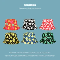 new design leaf fisherman hat for women summer colorful double sided bucket hat kpop punk outdoor statement pattern panama hat