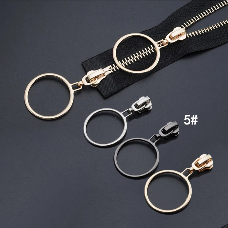 

10Pcs/Set Metal Zipper Sliders 5# Repair Sewing Auto Zipper Sliders Bag Garment DIY Accessories with Circle Zipper Head