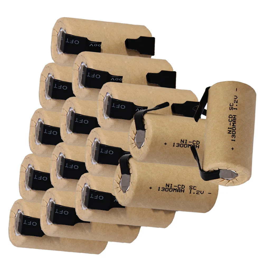 YECKPOWO 15 шт. SC аккумуляторная батарея электроинструмент аккумулятор NICD 1300 мАч 1 2 в