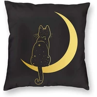 grafffery cat throw pillow covers moon pillow covers soft pillowcases black golden decorative square case cushion cover