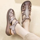 Женские сандалии-гладиаторы OUKAHUI из натуральной кожи, летние сандалии на плоской платформе с закрытым носком, 2021