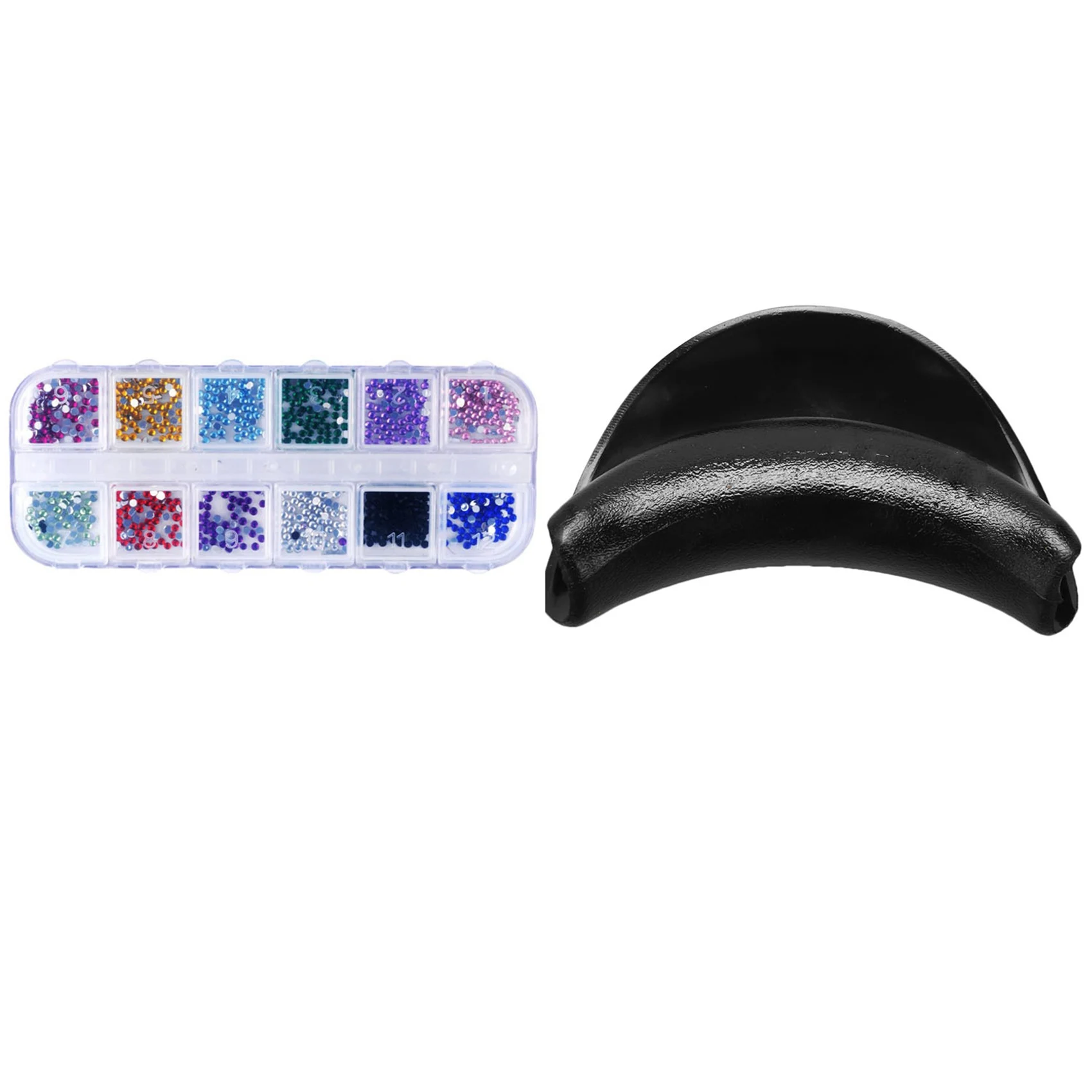 

1200Pcs New Nail Art Rhinestones Glitters Acrylic Tips Decoration & 1x Hair Spa Salon Wash Neck Rest Cushion