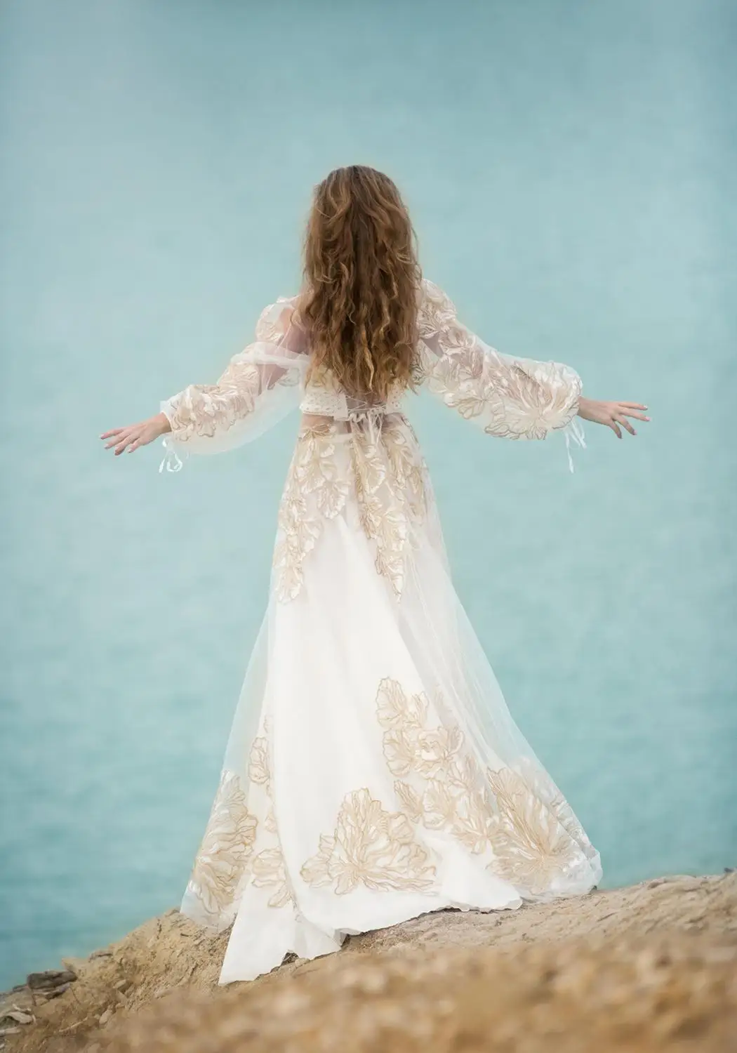 

2021 Bohemian Wedding Dresses Long Sleeves Lace Embroidery Tulle A Line Beach Bridal Gowns Custom Made Vestidos De Novia