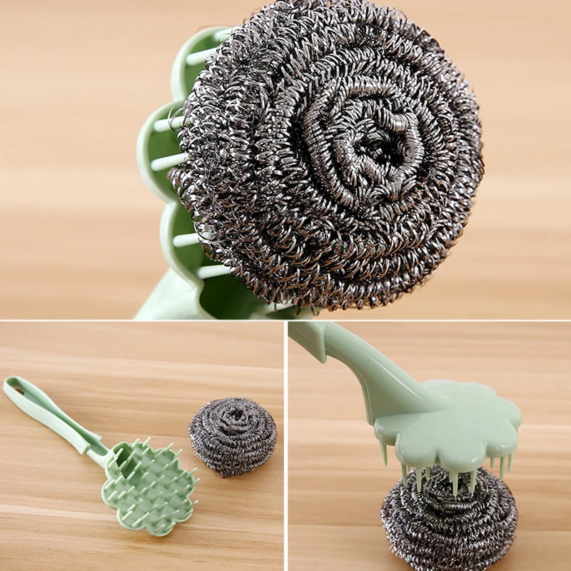 Чистящая Щетка для кухни из нержавеющей стали с шариком очистки раковины длинной