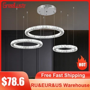 Современный хрустальный светодиодный подвесной светильник, хромированная люстра из нержавеющей стали, декоративная лампа для салона, спальни, светильник стницы