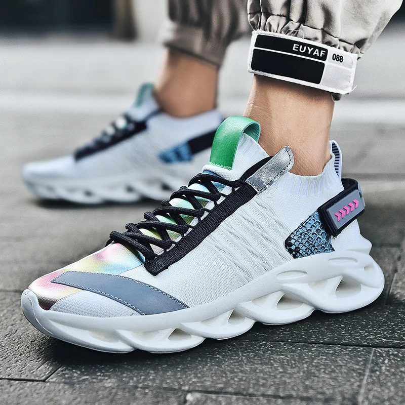 Кроссовки мужские дышащие сетчатые повседневная обувь для бега на шнуровке