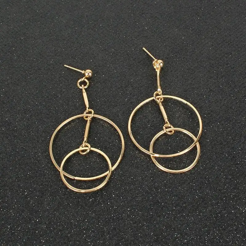 

Women Double Hoop Earrings Creative Circle Dangle Earrings Vintage Drop Earrings For Women Ear Jewelry Accessories