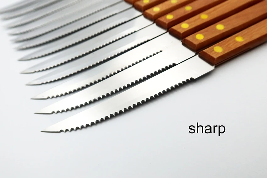 Набор столовых ножей из нержавеющей стали с деревянной ручкой 12 шт.|Обеденные