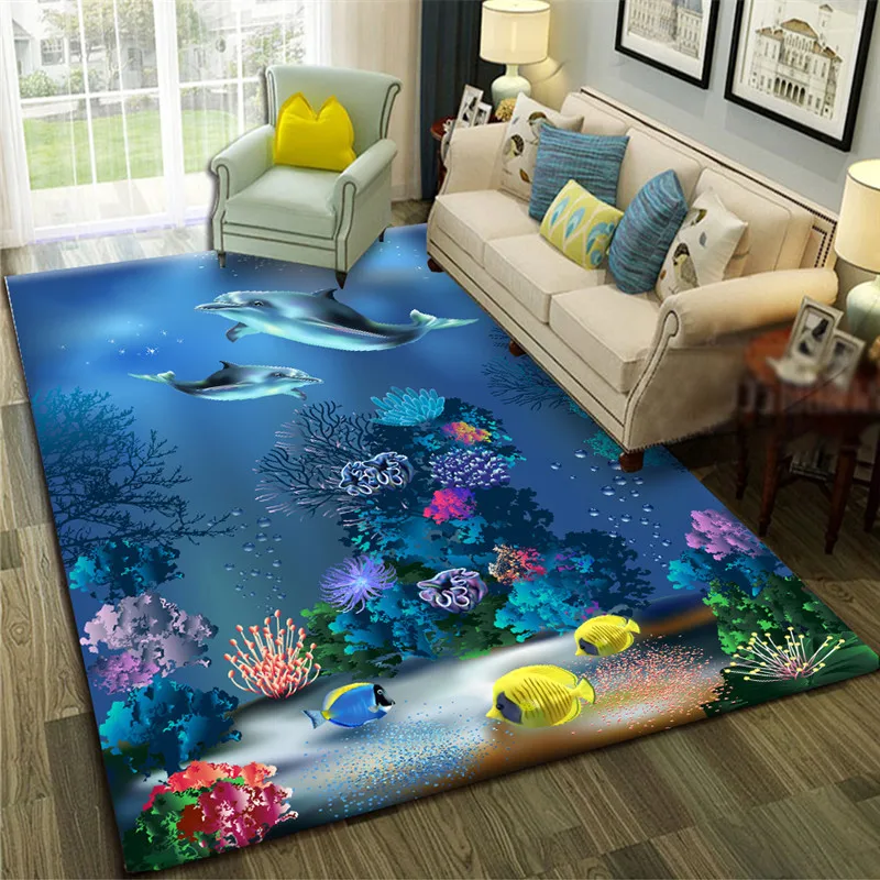 

Underwater world pattern 3D printing Carpets for living room bedroom Area Rug Home decoration large carpet child room tatami mat
