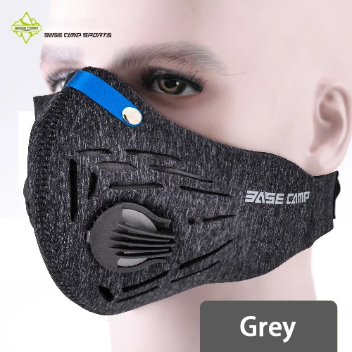 Grey Cycling Mask BASECAMP Мужская/Женская Пыленепроницаемая велосипедная маска с активированным углем, маска против загрязнения для велосипедного велосипеда, маска для тренировок на открытом воздухе, маска для лица - Цвет: Grey Cycling Mask