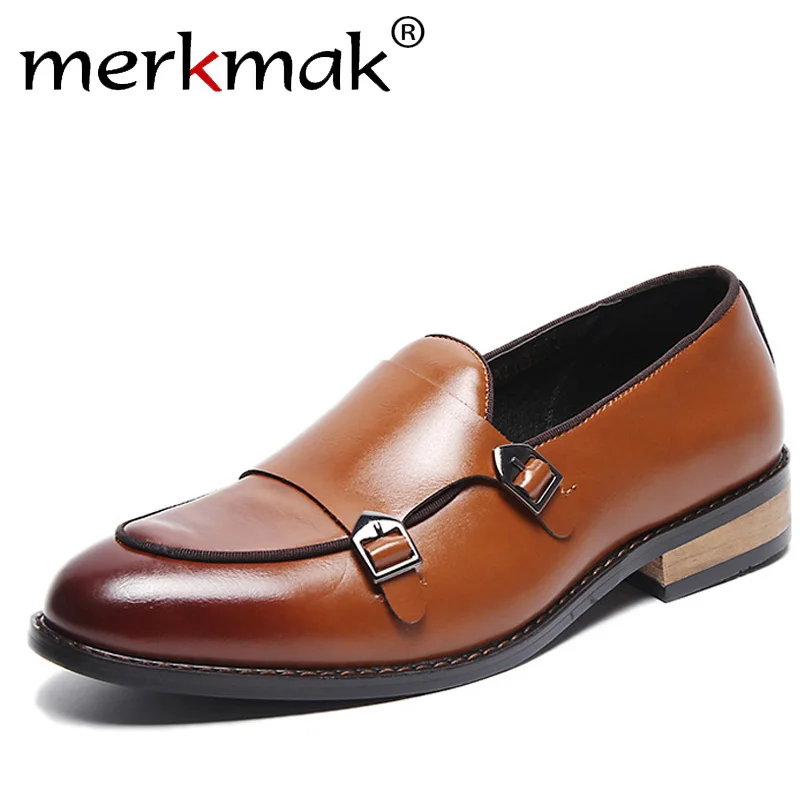 Merkmak/модельные туфли с острым носком лоферы без застежки пряжкой деловая