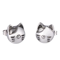 1 pair fashion cute kitten stud earrings stainless steel cat earrings for women girls jewelry accessories gifts sp0575