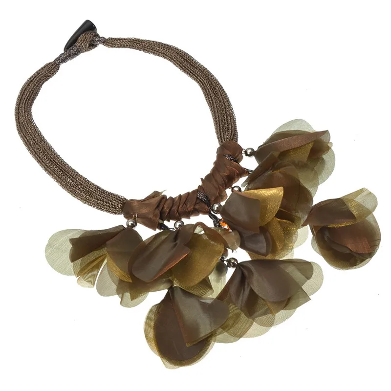 Массивное ожерелье с крупным цветочным кулоном 5 цветов модное ручной работы