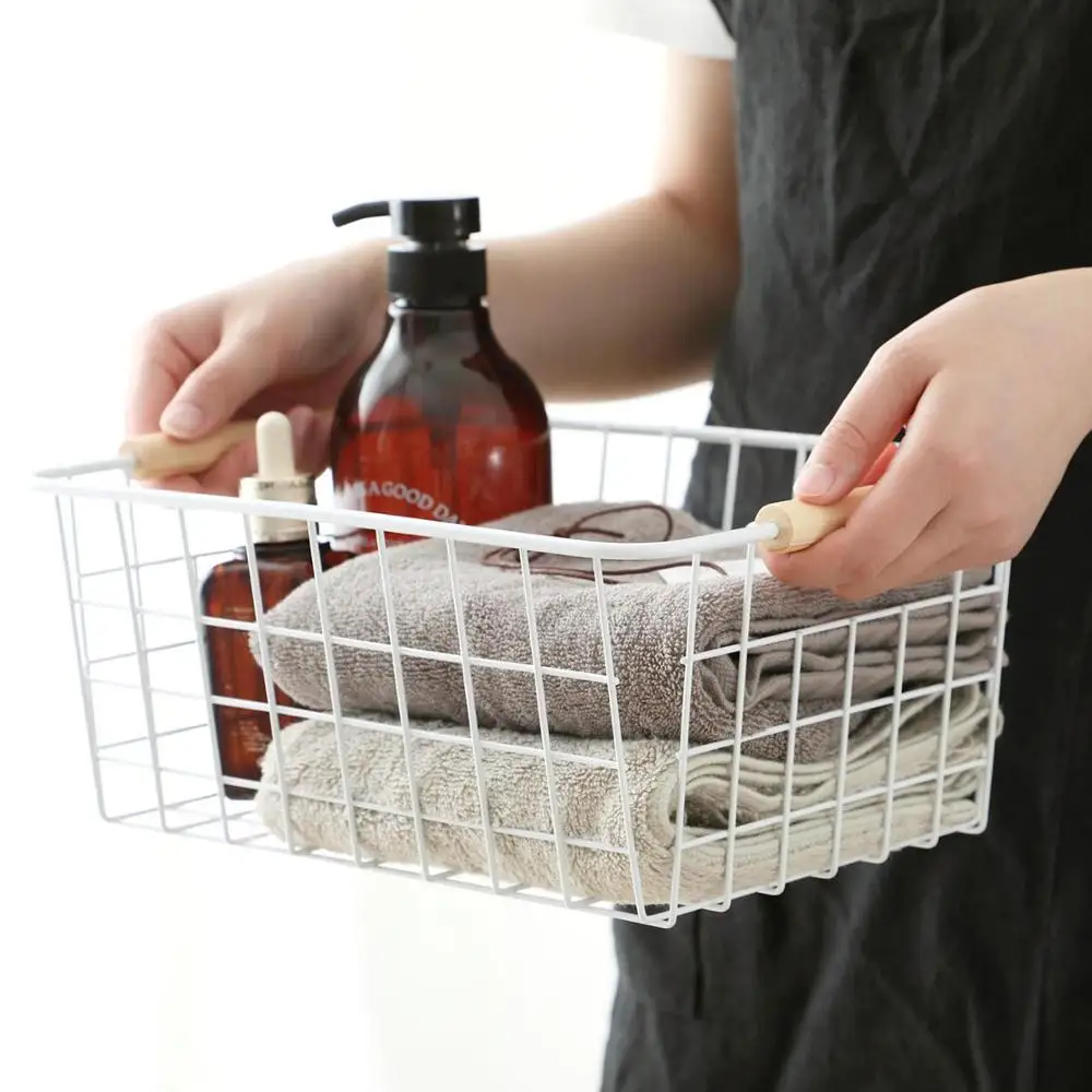 Простой из кованого железа корзина для хранения книг косметики одежды фруктов