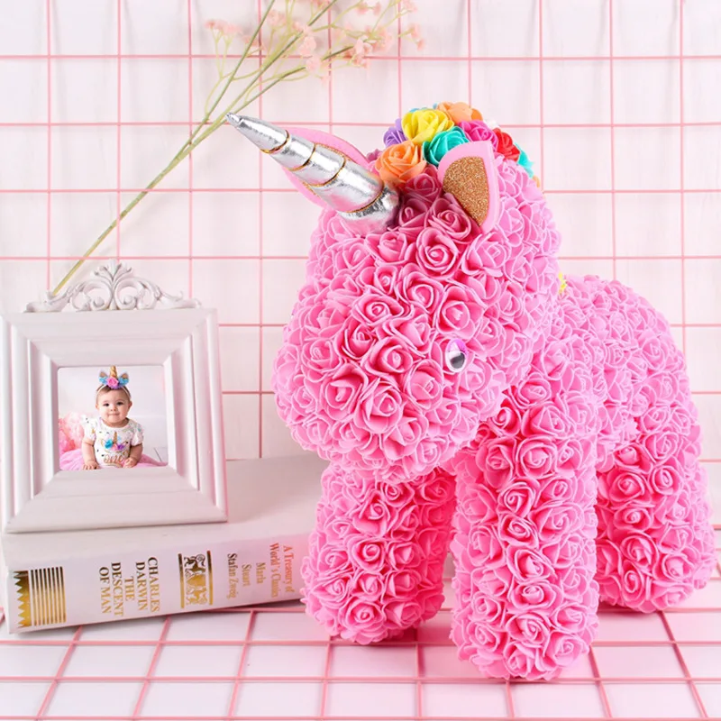 3D подарок на день Святого Валентина красная белая роза единорог пена для