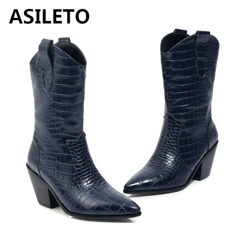 

ASILETO зимние теплые сапоги до середины икры с острым носком 7 см на массивном каблуке PU без шнуровки однотонные Большие размеры 34-48 Желтые кра...