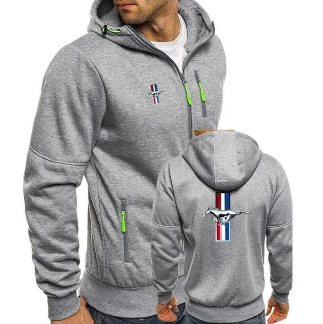 Мужская толстовка на молнии с капюшоном Mustang теплая в стиле хип-хоп осень и зиму |
