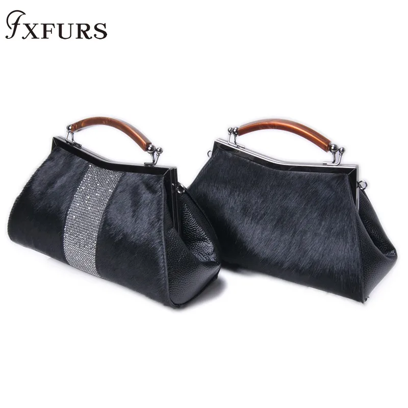 Новинка 2020 женская сумка из конского меха натурального наплечная с ручками и