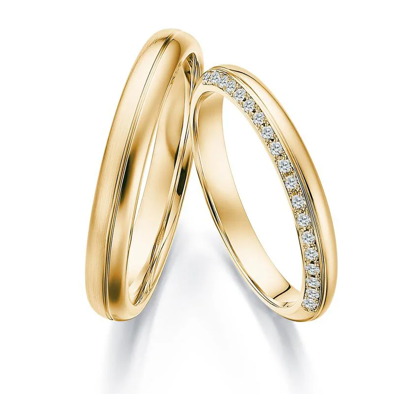 

Классические, матовые, 18 К, настоящие, твердые, из настоящего золота, с бриллиантами, обручальные кольца для женщин, мужчин, влюбленных, пар, н...