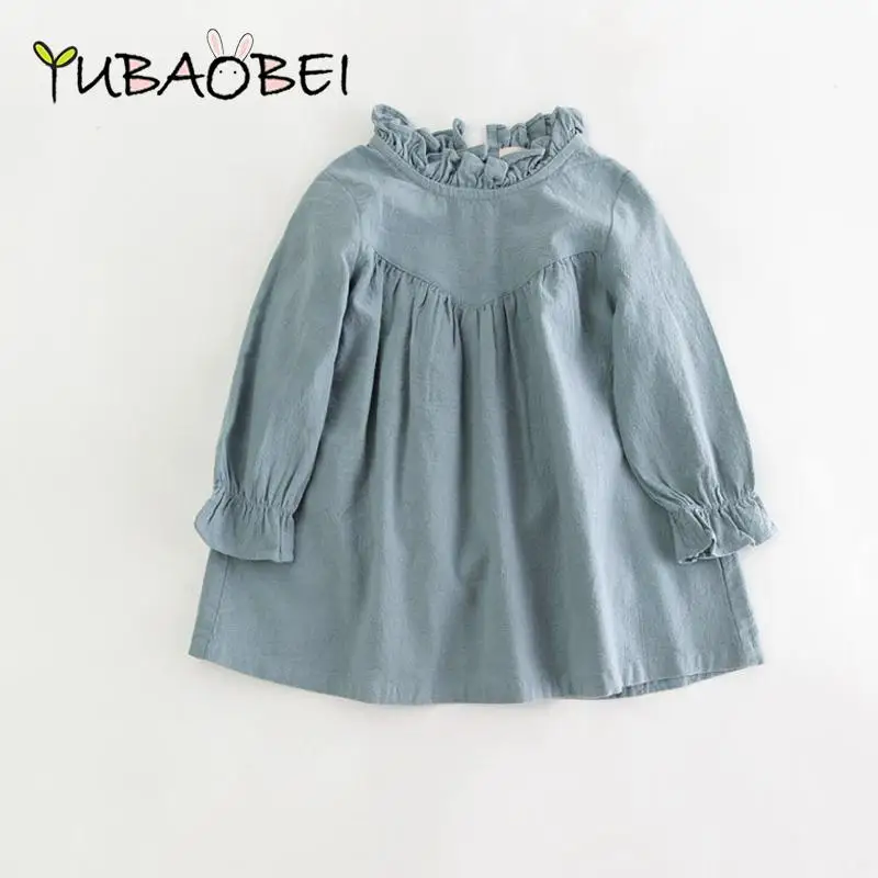 Новинка 2022 Осеннее качественное хлопковое льняное детское милое платье с