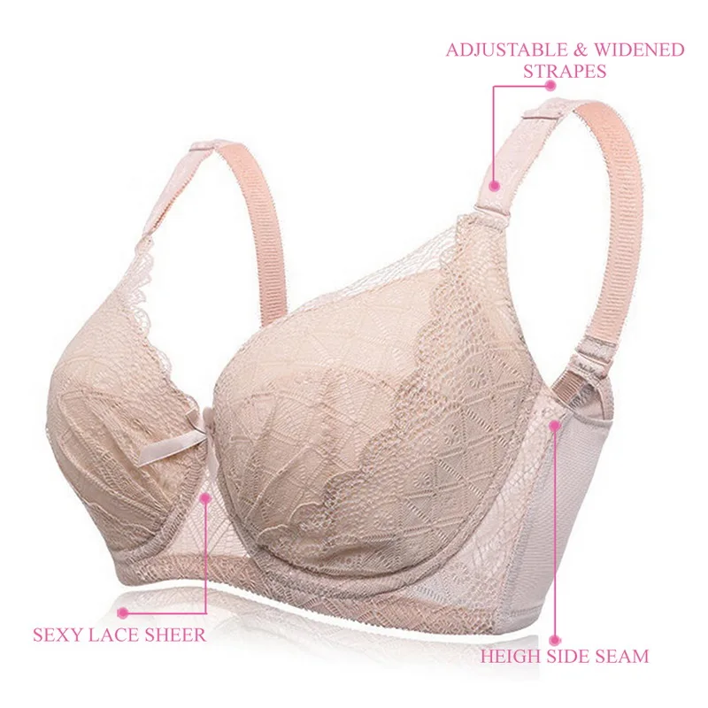 2020 сексуальный кружевной Для женщин бюстгальтер размера плюс C D Большие размеры