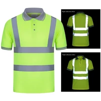 men summer polyester high visibility safety reflective short sleeve t shirt breathable and lightweight