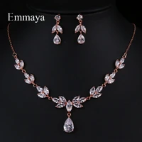 emmaya new flower shape for women delicate earring and necklace cubic zircon fashion statement in party elegant jewelry set