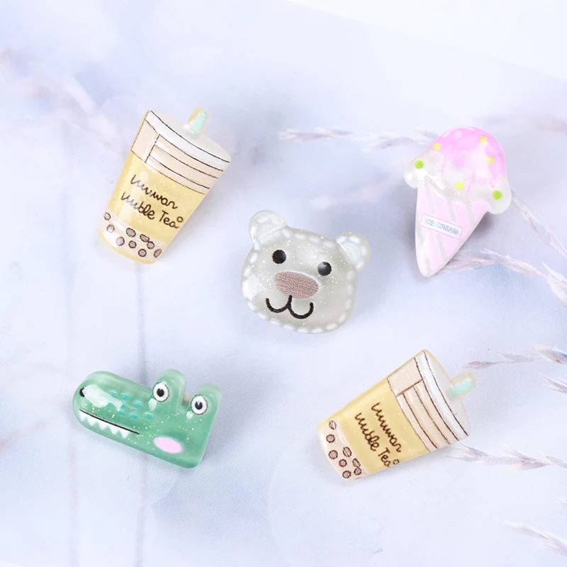 Кабошоны из смолы с плоской задней стороной кавайный медведь динозавр чашка