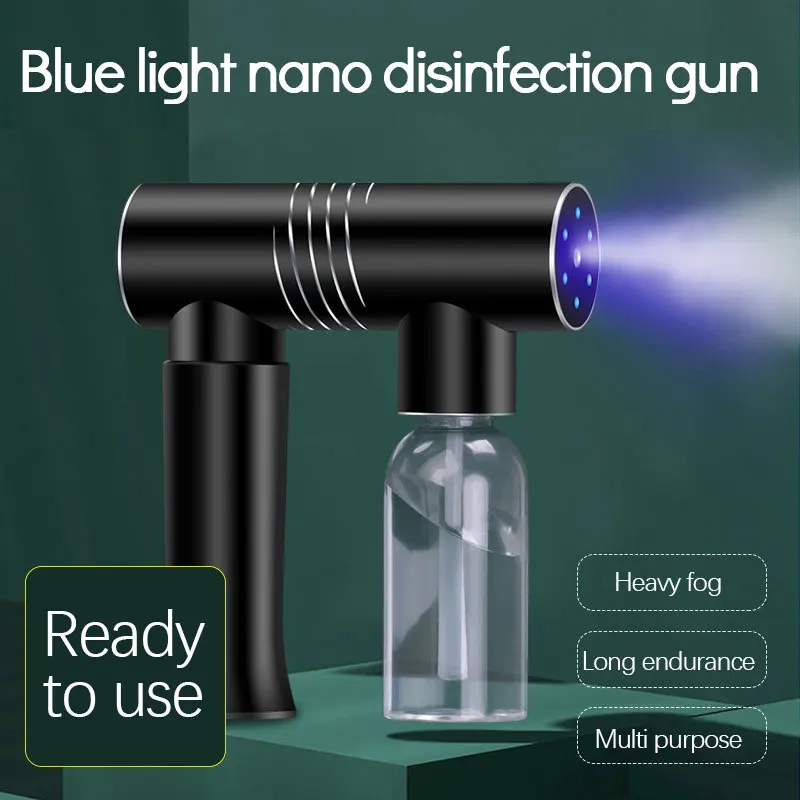 

Беспроводной распылитель нанодезинфекционный пистолет распылительная машина для дезинфекции дома Мощный синий свет портативный дезинфек...