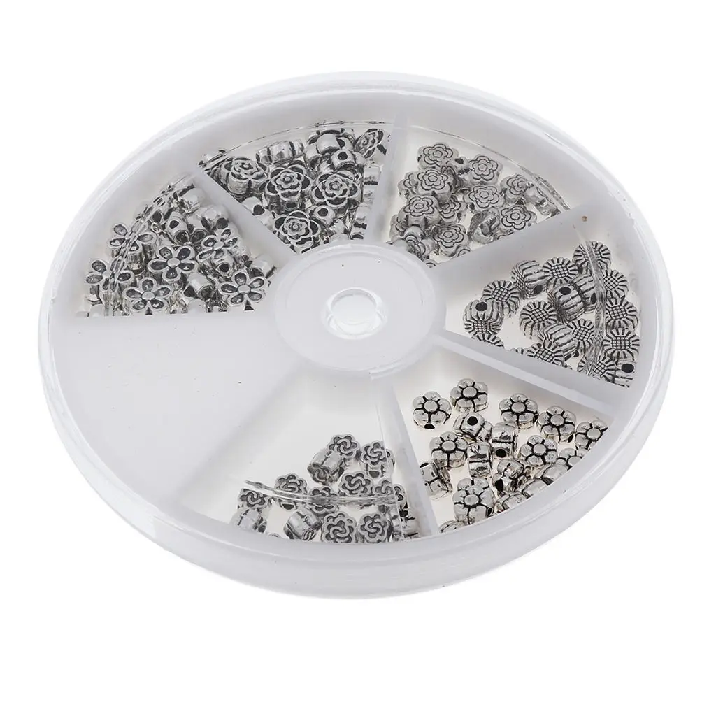 

120 Pcs. Tibetan Silver Spacer Beads between Beads Made of Copper & Rhinestones