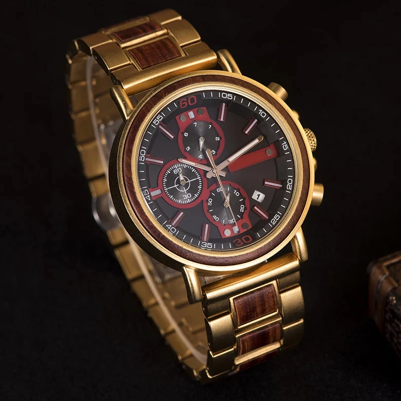 

BOBOBIRD Wood Watch Men Luxury Brand Craft Wood Watch personalized Chronograph Military Stopwatch Male Timepieces Show Date