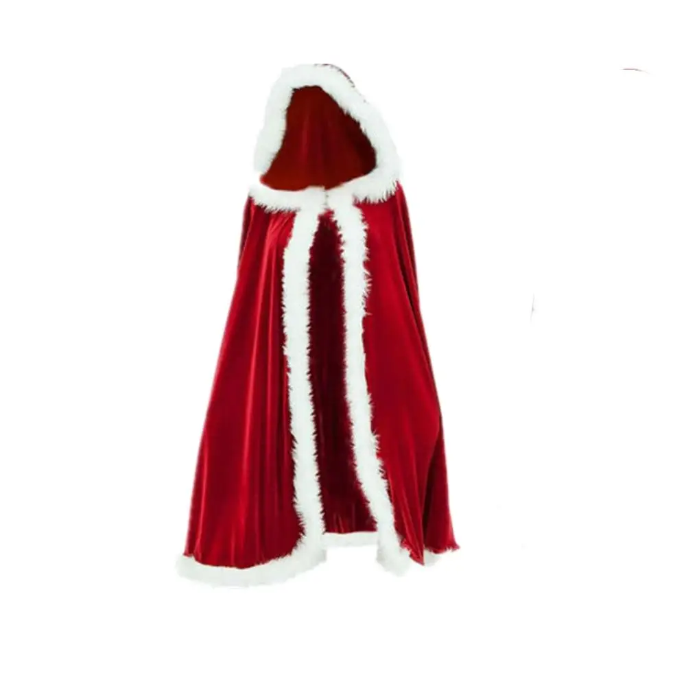 Hirigin зимняя женская Рождественская Вельветовая однотонная плотная накидка Mrs Santa