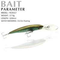 fishing lure 120mm17 5g 0 2 5m floating hard bait minnow 3d eyes strong temptation high carbon steel hook colorful fishing lure