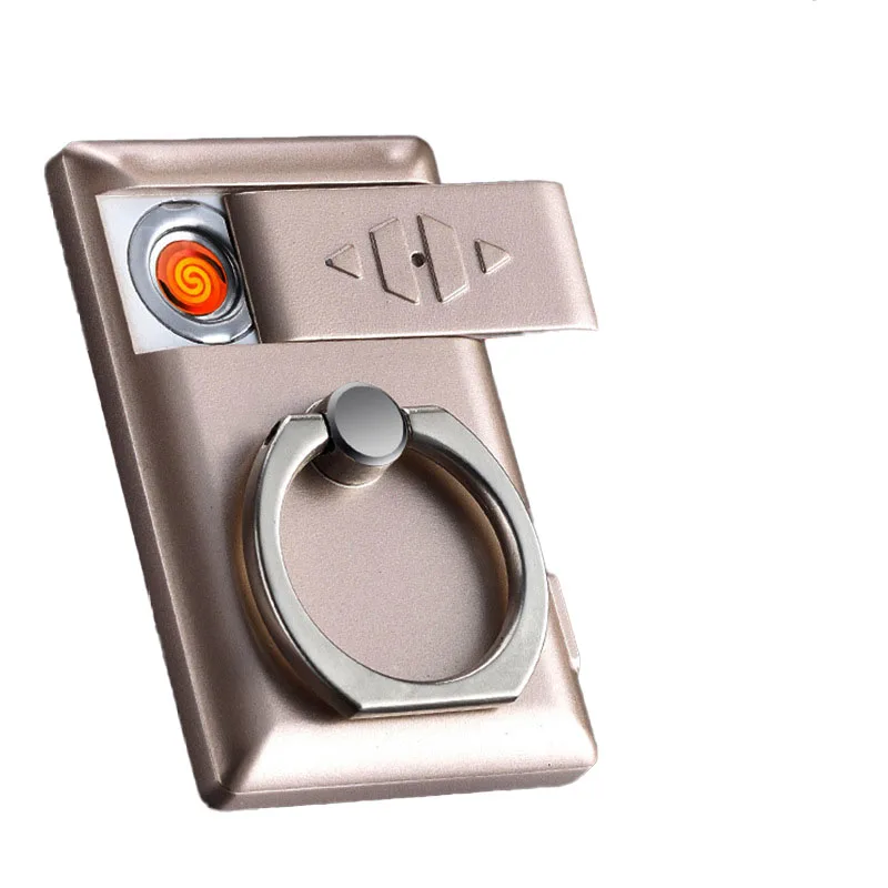 2 in 1ring usb charging lighter creative mobile phone holder with electronic cigarette lighter men gift smoking accessories free global shipping