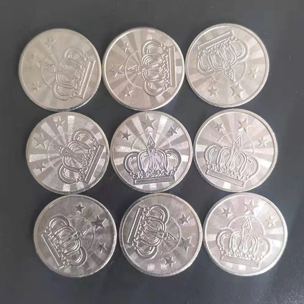 

10pcs 25*1.85mm Stainless Steel Arcade Game Coin Pentagram Crown or 888 Tokens
