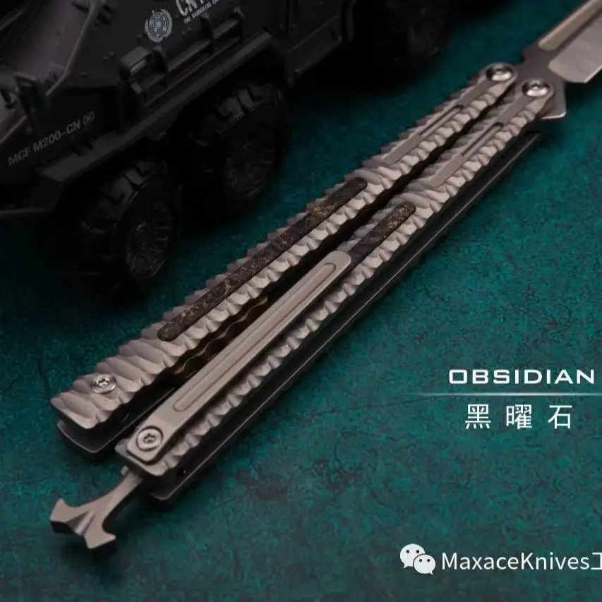 

MAXACE Midnight Cat Obsidian CPM-S90V blade TC4 titanium handle Tanto blade