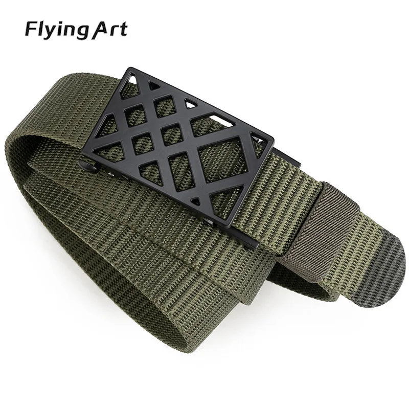 

FlyingArt factory direct supply toothless automatic buckle polyester men and women customized LOGO casual jeans belt