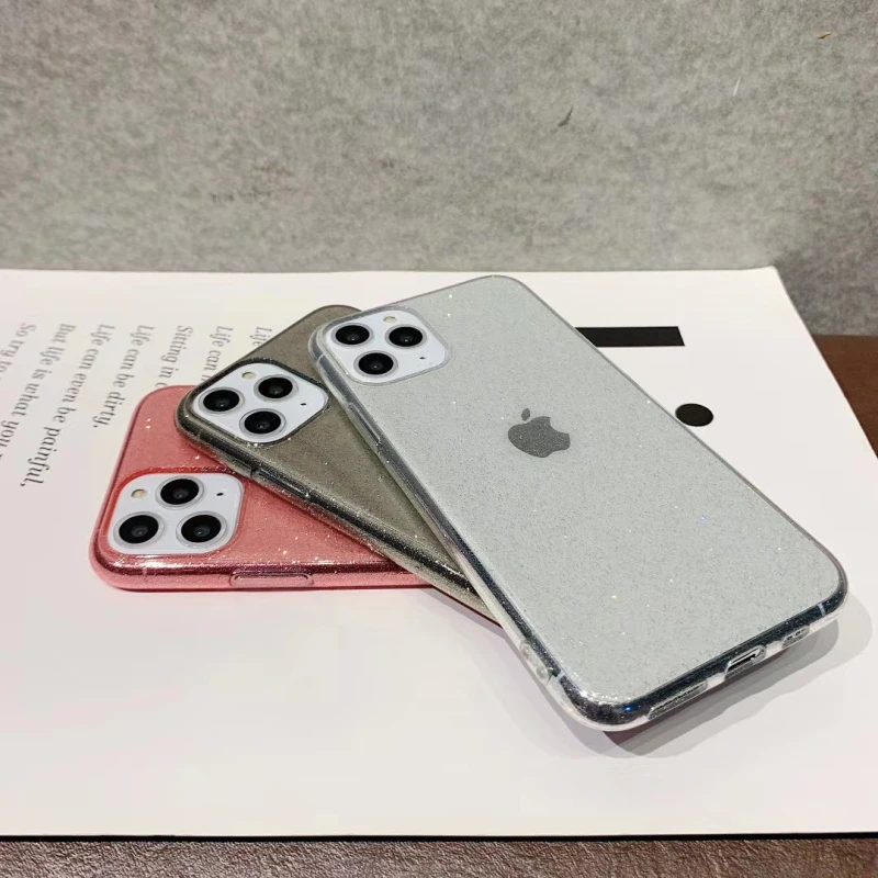 Мягкий Прозрачный блестящий чехол из ТПУ для iPhone 12 Pro Max 12Mini 11 8 7 SE2 X Xs Xr Тонкий