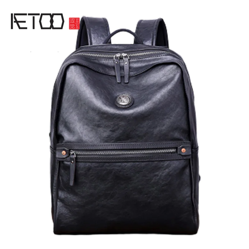 Модная кожаная сумка на плечо AETOO для мужчин стильный рюкзак компьютера спорта