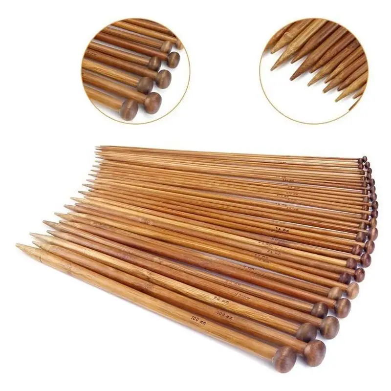 Набор бамбуковых вязальных спиц для новичков и профессиональных свитеров (18