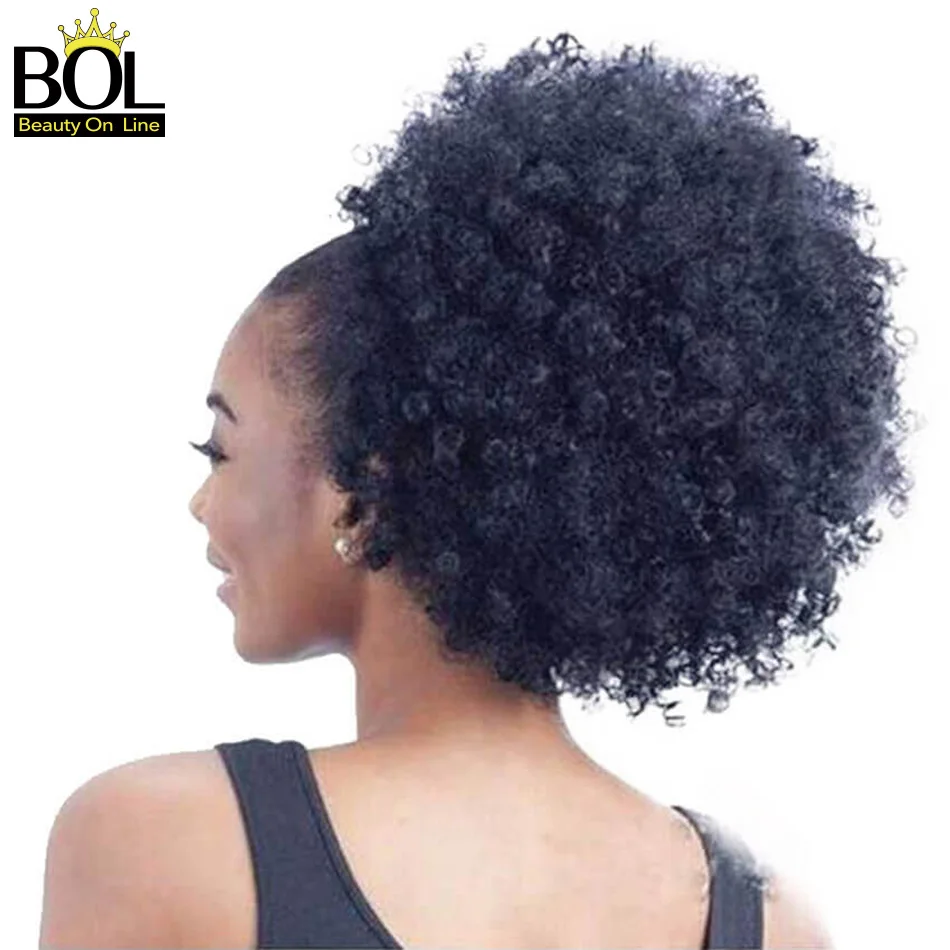 8 дюймов короткие синтетические волосы булочка шнурок конский хвост афро слоеный