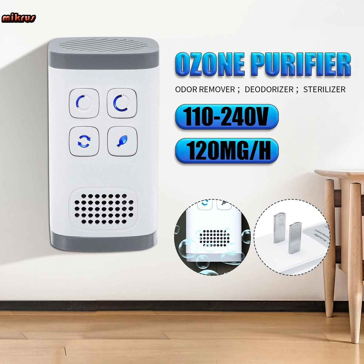 

AC110-240v Air-Purifier Ozone Generator Ionizer Generator FILTER Purification for Home Toilet Oxygen Concentrator air ionizer