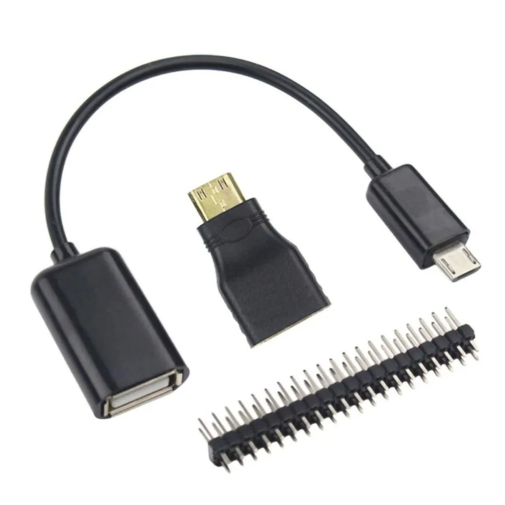 3 in 1 Raspberry Pi Zero Accessories kit Mini HDMI to Adapter + OTG Cable 20 pin GPIO Header for W/1.3 | Электроника